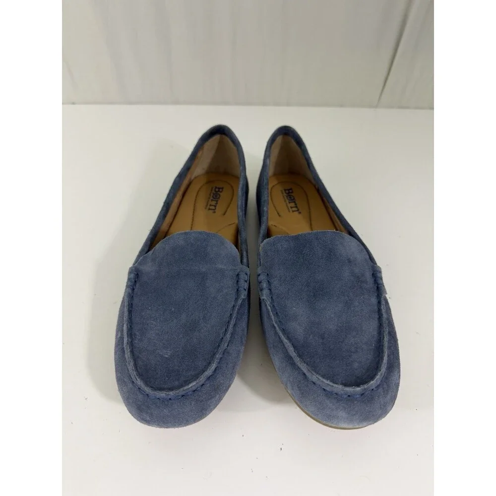 Born Axona Driving Mocs Loafers Blue Suede Women’s Sz 8.5 Coastal Chic Preppy